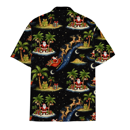 Santa Tropical Black Hawaiian Shirt For Men Women, Christmas Hawaiian Shirt HE0866