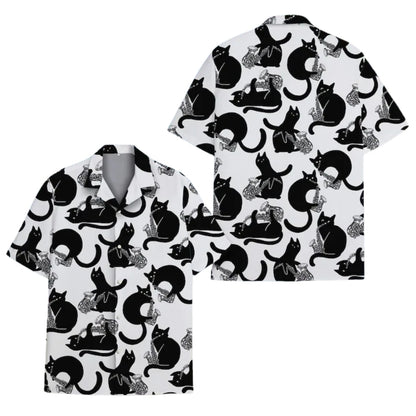 Black Cat And Saxophone Hawaiian Shirts For Men Women, Saxophone Hawaiian Shirts For Cat Lover HE0397