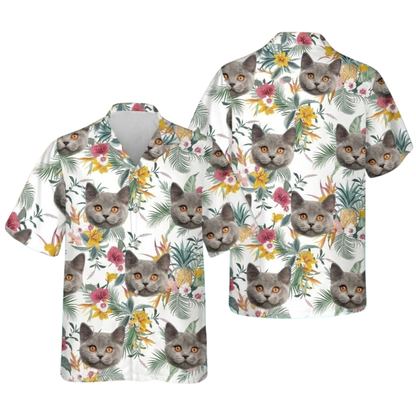 Custom Cat Photo Tropical Hawaiian Shirt For Men Women, Custom Cat Hawaiian Shirt With Photo HE0562
