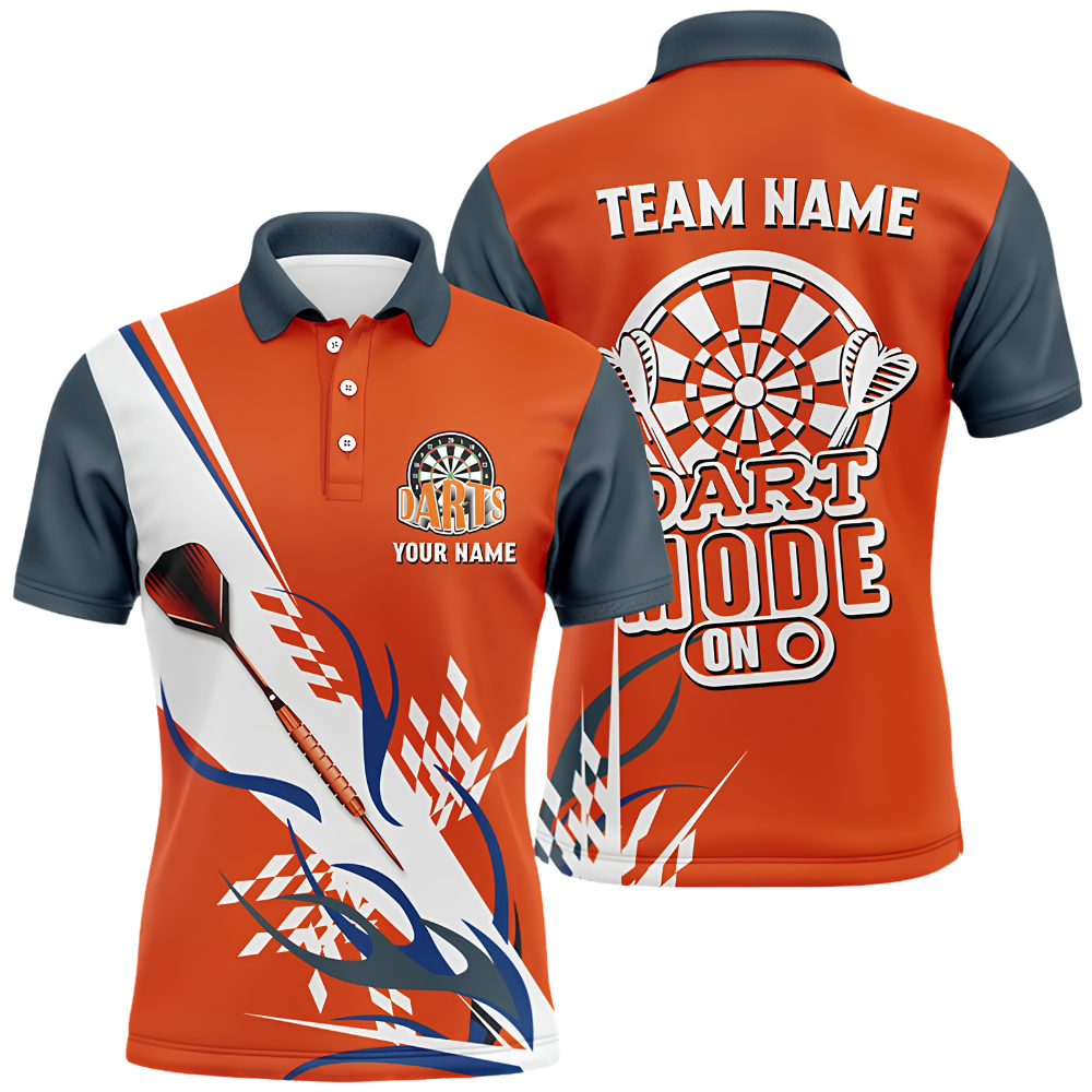 Dart Mode On Custom Mens Dart Polo Shirt, Custom Funny Darts Shirt For Team DZ0149