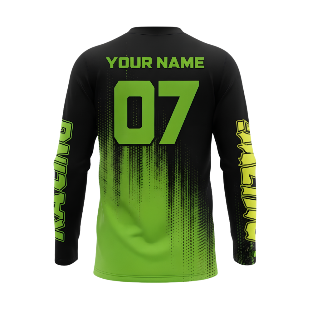 Forget Toys I Just Wanna Ride Custom Men's Green Black Dirt Bike Long Sleeve Racing Jersey, Custom Funny Dirt Bike Shirts MZ0152