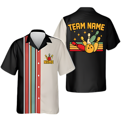 Custom Retro Bowling Hawaiian Shirt For Men, Custom Retro Bowling Team Shirts BZ0861