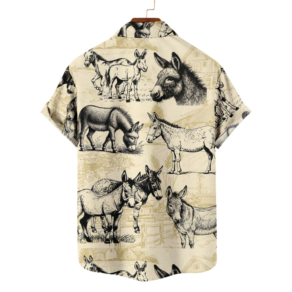 Vintage Donkey Hawaiian Shirt For Men, Donkey Hawaiian Shirts HE0704
