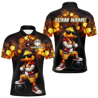 Cool Duck Custom Mens Bowling Polo Shirt, Custom Duck Team Bowling Shirts BE0235