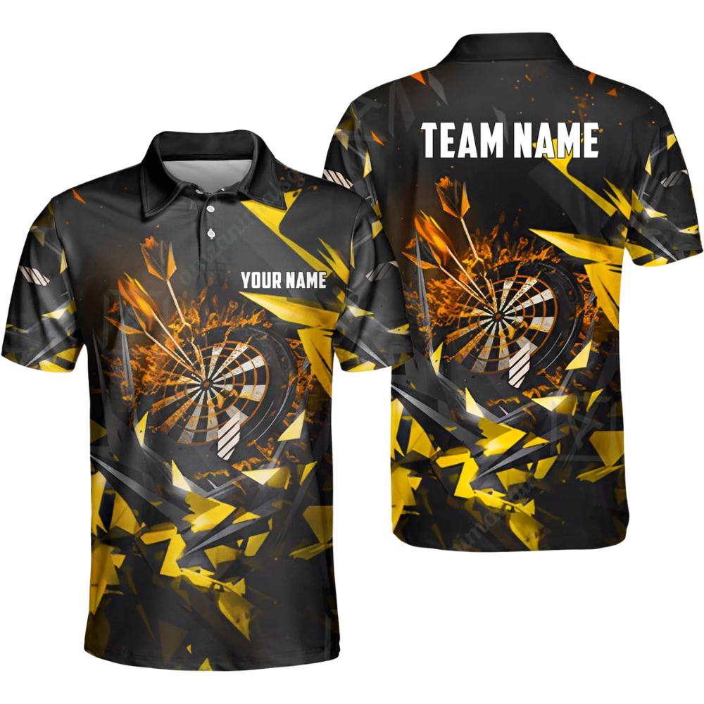 Custom Team Black Blue Darts Polo Shirt For Men, Custom Dart Team Shirt DZ0131