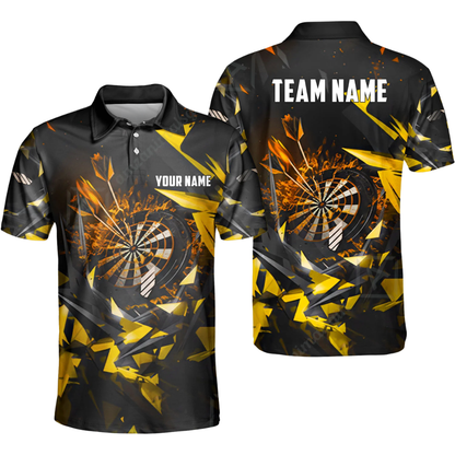 Custom Team Black Blue Darts Polo Shirt For Men, Custom Dart Team Shirt DZ0131