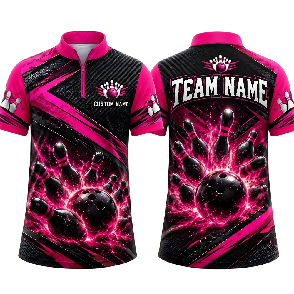 Custom Team Blue Lightning Bowling Jersey For Men, Custom Bowling Shirt BE0256