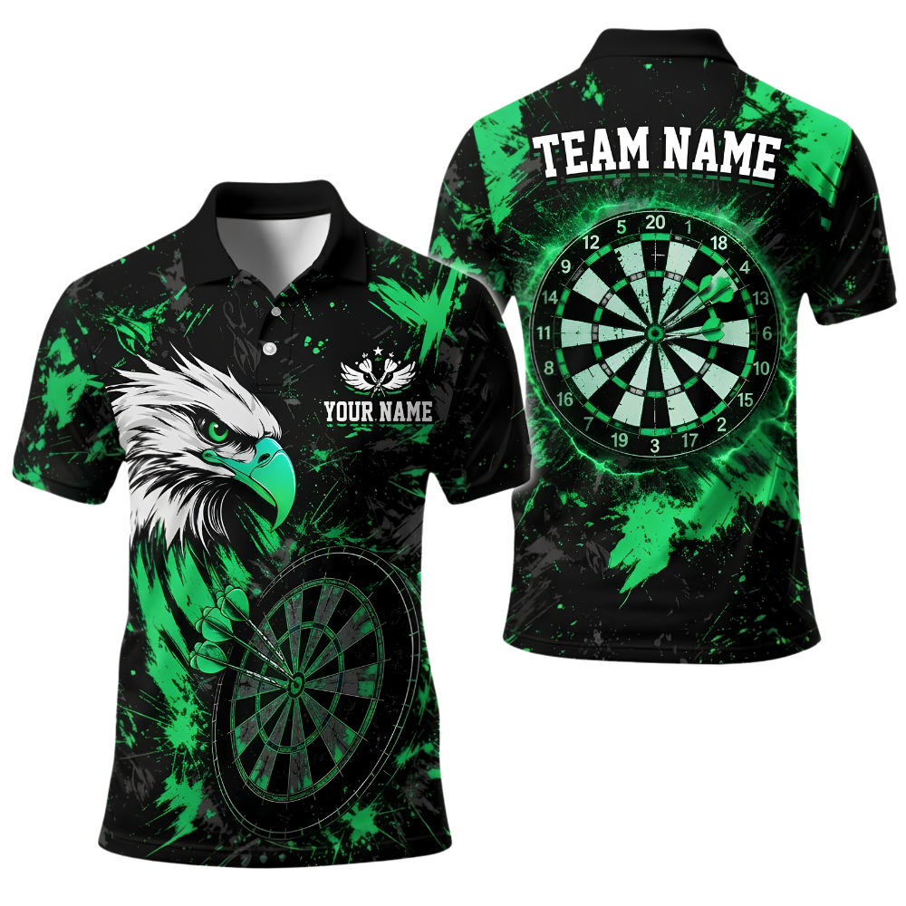 Custom Eagle Darts Men Polo Shirt Black Orange, Custom Eagle Darts Team Shirt DE0120