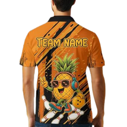 Funny Pineapple Custom Mens Bowling Polo Shirt, Custom Pineapple Bowling Team Shirt BZ0910