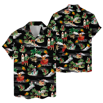 Santa Surfing Red Hawaiian Shirt For Mens, Tropical Christmas Hawaiian Shirt HE0856