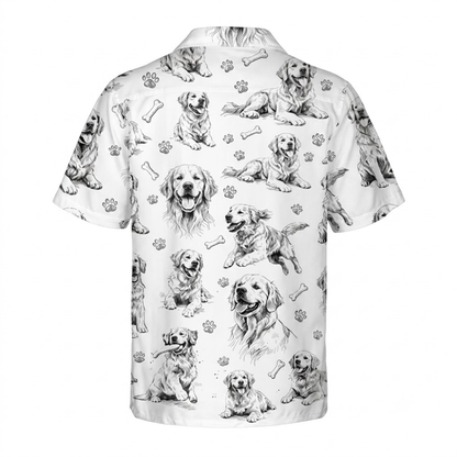 Golden Retriever Black White Hawaiian Shirt, Golden Retriever Dog Hawaiian Shirt HE0746