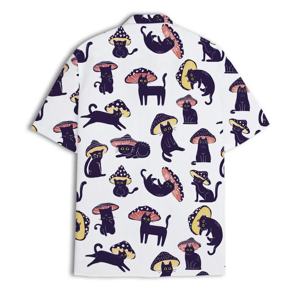 Funny Cat Mushroom Hawaiian Shirt For Men Women, Cat Mushroom Hawaiian Shirt HE0726