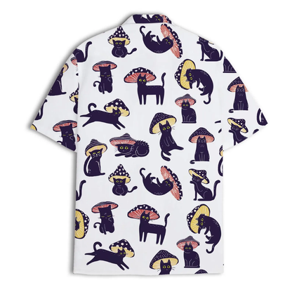 Funny Cat Mushroom Hawaiian Shirt For Men Women, Cat Mushroom Hawaiian Shirt HE0726