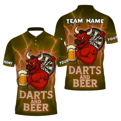 Custom Darts And Beer Bull Darts Polo Shirt For Men, Custom Beer Darts Team Shirts DE0002