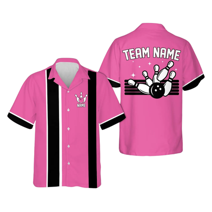 Custom Reto Puple Bowling Hawaiian Shirt For Men Women, Custom Team Retro Bowling Shirts BZ0863