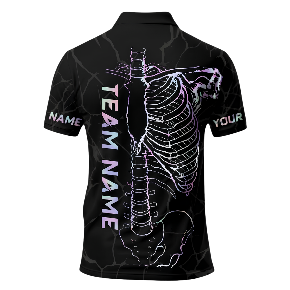 Custom Skeleton Neon Darts Polo Shirt For Men, Custom Skull Dart Team Shirt DE0119