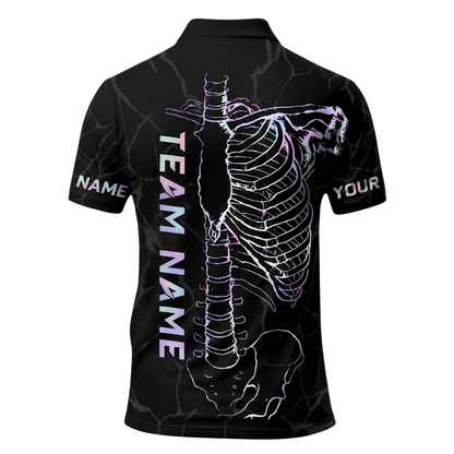 Custom Skeleton Neon Darts Polo Shirt For Men, Custom Skull Dart Team Shirt DE0119