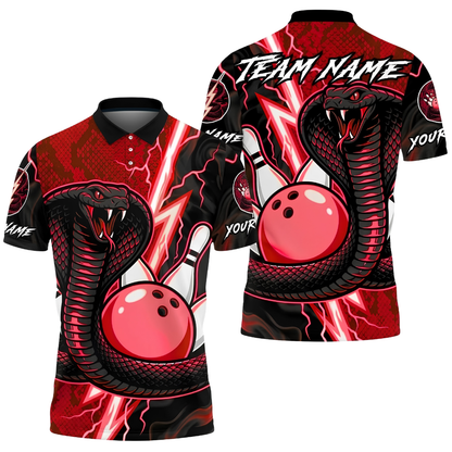 Men's Custom Cobra Snake Bowling Polo Shirt, Custom Snake Bowling Shirt For Team BZ1016