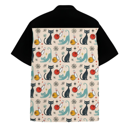 Retro Cat Bowling Hawaiian Shirt Men Women, Retro Bowling Shirt For Cat Lover BE0243