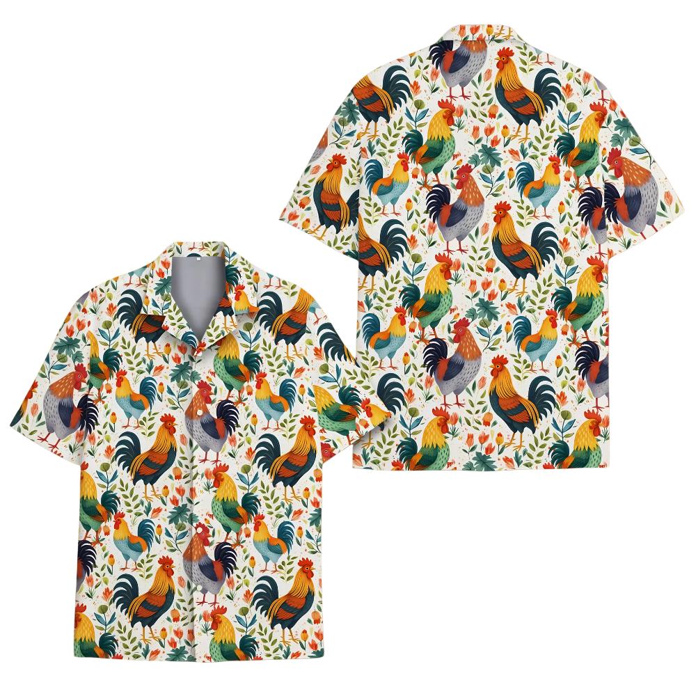 Rooster Mens Hawaiian Shirt, Rooster Lover Hawaiian Shirt HE0656
