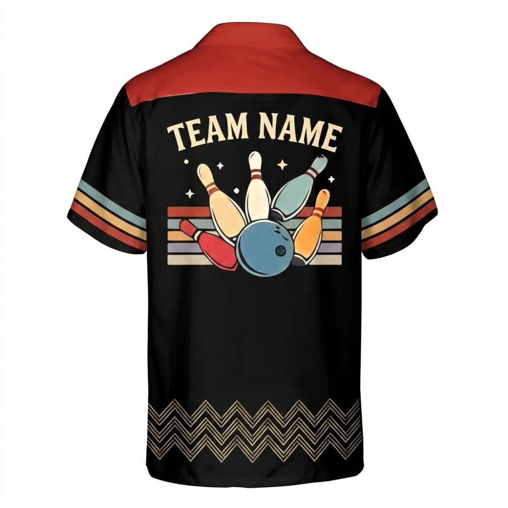 Custom Retro Starburst Bowling Hawaiian Shirt Men, Custom Retro Bowling Team Shirts BZ0849