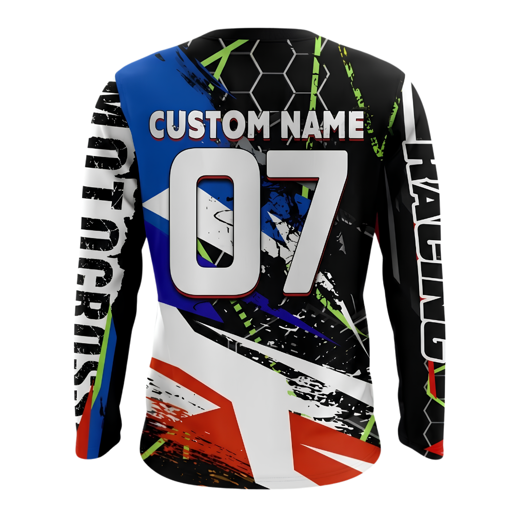 Custom Men's Hexagon Rider Motocross Long Sleeve Racing Jersey, Custom Dirt Bike Shirts MZ0145