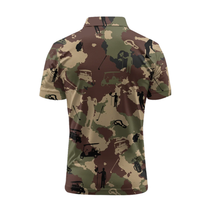 Camouflage Brown Golf Polo Shirts For Men, Camo Golf Shirts GZ0425