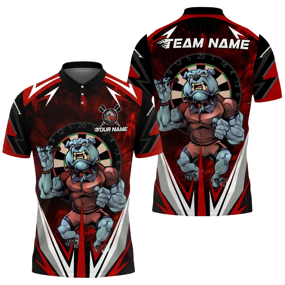 Bulldog Custom Mens Dart Polo Shirt, Custom Bulldog Team Darts Shirt DZ0159