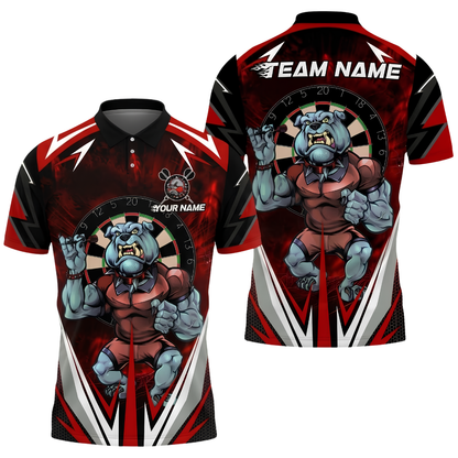 Bulldog Custom Mens Dart Polo Shirt, Custom Bulldog Team Darts Shirt DZ0159