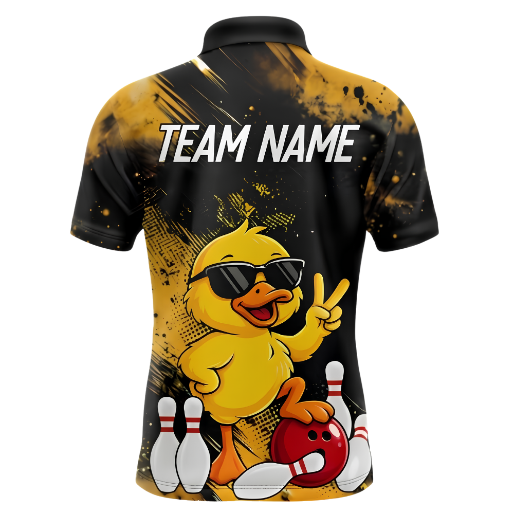 Custom Funny Duck Mens Bowling Polo Shirt, Custom Duck Bowling Shirt For Team BZ1013