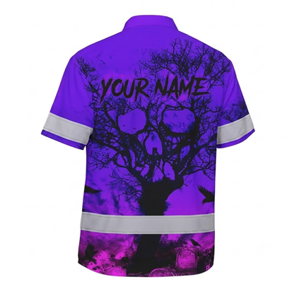 Custom Skull Purple Hawaiian Shirt For Men, Custom Name Skull Hawaiian Shirt HE0748