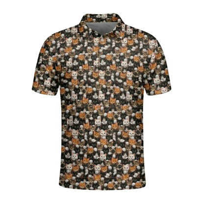 Cat Pattern Golf Mens Polo Shirt, Cat Golf Shirt GZ0365