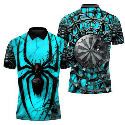 Custom Spider Men's Darts Polo Shirt Black And Red, Custom Spider Team Darts Shirt DZ0143