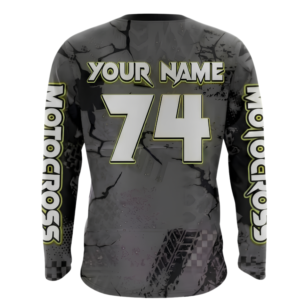 Custom ATV Rider Gray Motocross Long Sleeve Jersey For Men, Customized  ATV Dirt Bike Shirts MZ0148