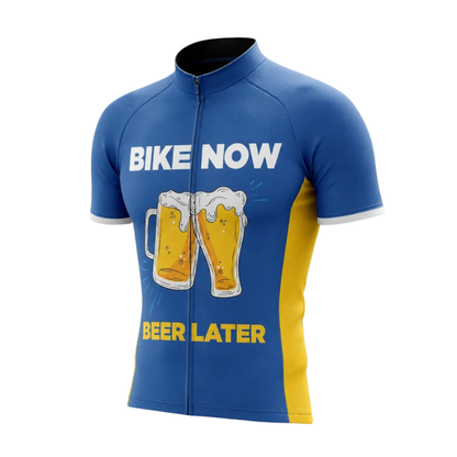 Bike Now Beer Later Cycling Short Sleeve Jersey Mens, Beer Cycling Jersey CG0880