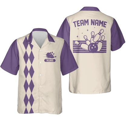 Custom Retro Mint Beige Bowling Hawaiian Shirt, Custom Team Bowling Shirt BE0227