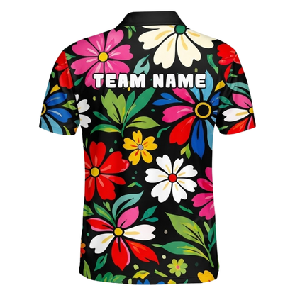 Custom Floral Colorful Bowling Mens Jersey, Custom Floral Bowling Team Shirt BZ0850