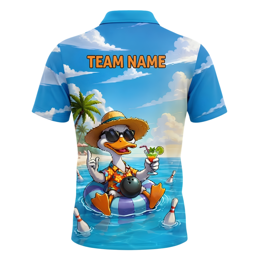 Custom Duck Beach Tropical Bowling Polo Shirt For Men, Custom Duck Bowling Shirts Team BZ1031