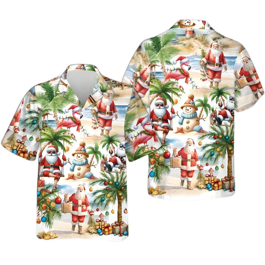 Tropical Santa Christmas Hawaiian Shirt Men And Women, Tropical Xmas Shirts ET0029