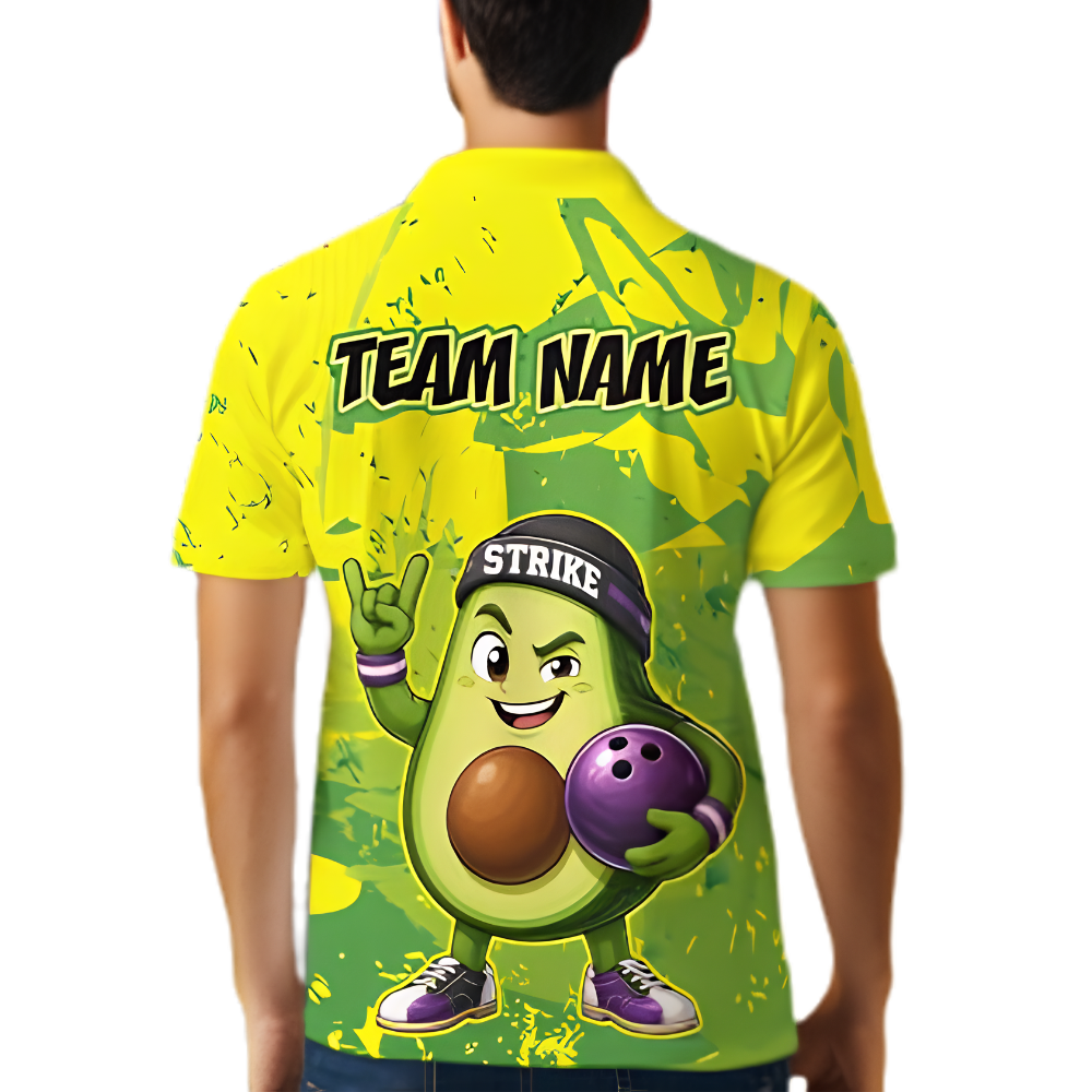 Funny Avocado Custom Mens Bowling Polo Shirt, Custom Avocado Bowling Team Shirt BZ0903