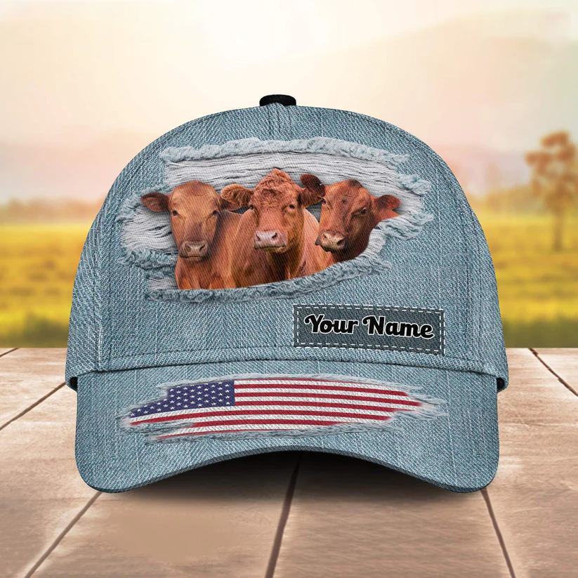 Red Angus Jeans Pattern Customized Name Cap CA0114