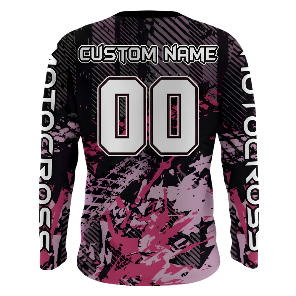 Custom Grunge ATV Racing Motocross Long Sleeve Jersey For Women, Custom ATV Shirts For Ladies MZ0146