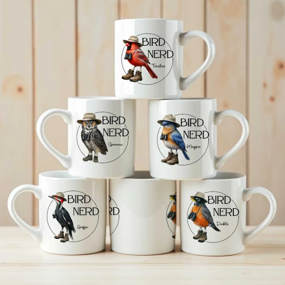 Personalized Bird Nerd Funny Bird Watcher Mug, Custom Name Twitcher Mug, Personalized Mug For Bird Lover TD0011