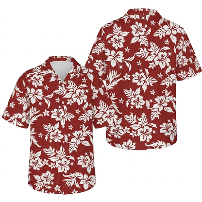 Hibiscus Red And White Hawaiian Shirt For Women Men, Floral Tropical Hawaiian Shirt HE0687