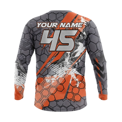 Custom Grunge Hexagon Men's Motocross Long Sleeve Jersey, Custom Dirt Bike Shirts MZ0151
