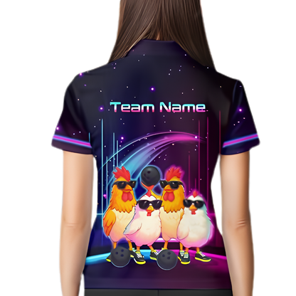 Womens Custom Chicken Bowling Jersey, Custom Chicken Team Bowling Shirt For Ladies BZ0894