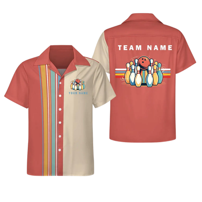 Custom Retro Bowling Hawaiian Shirt Men Women, Custom Retro Bowling Team Shirt BE0251