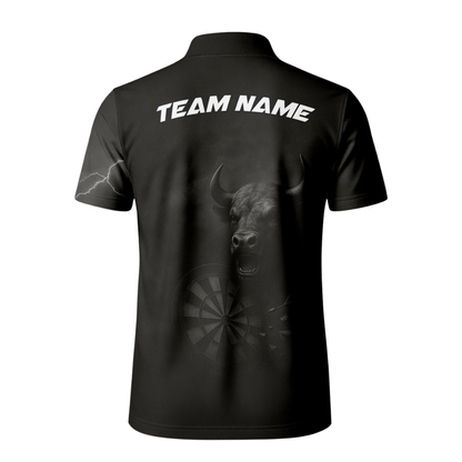 Custom Bull Black Dart Polo Shirt For Men, Custom Bull Darts Team Shirts DZ0110