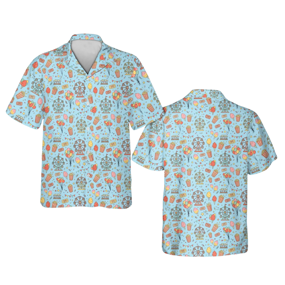 Ferris Wheel Popcorn Hawaiian Shirt For Men Women, Festival Hawaiian Shirt HE0663