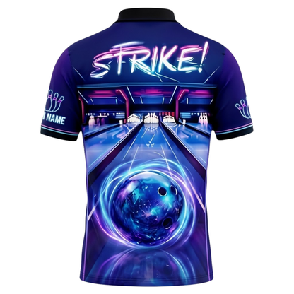 Custom Team Neon Strike Bowling Polo Shirt For Men, Custom Bowling Team Shirt BZ0875